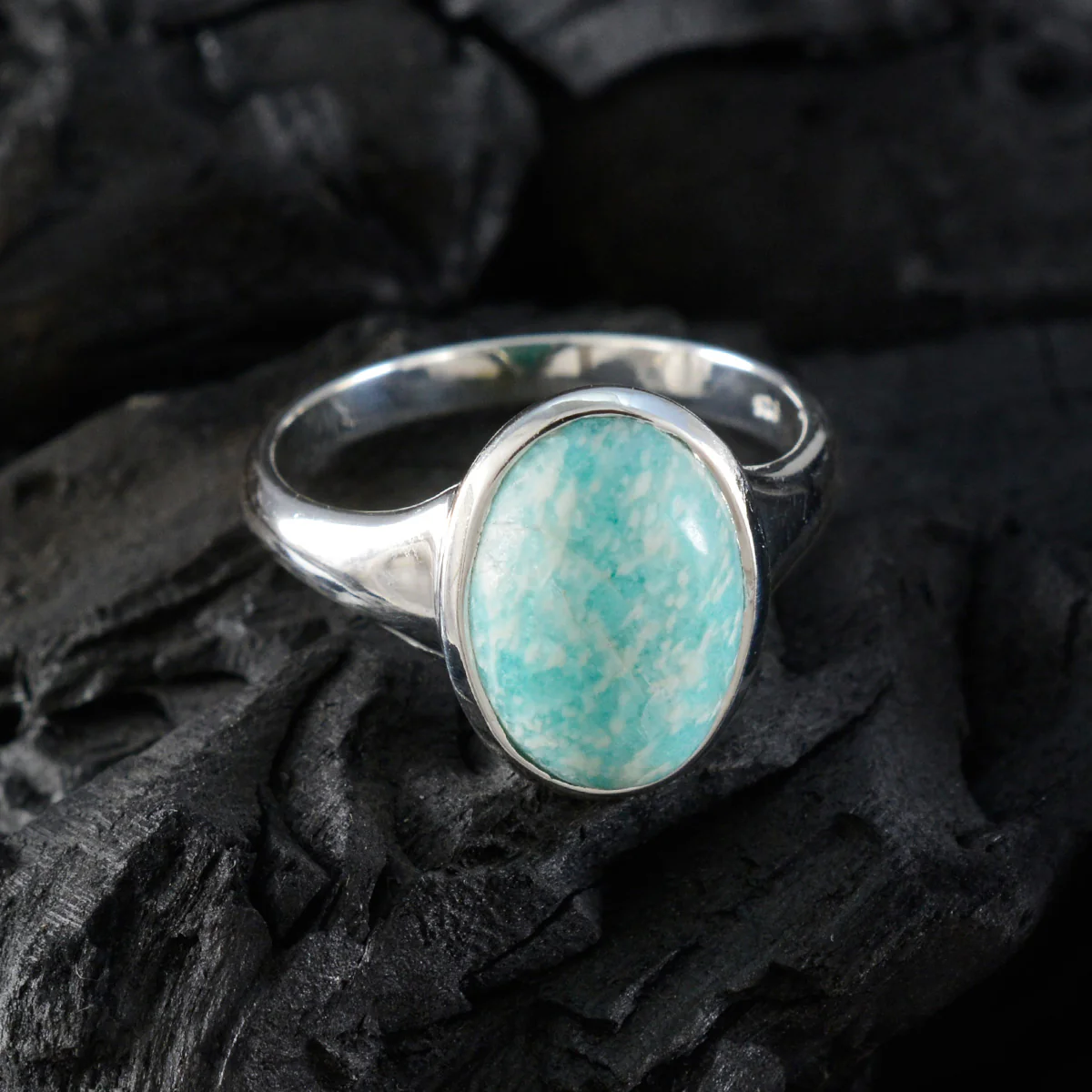 Amazonite Solitaire Moroccan Silver Green Gems Minimal Contemporary Ring Jewellery - Image 4