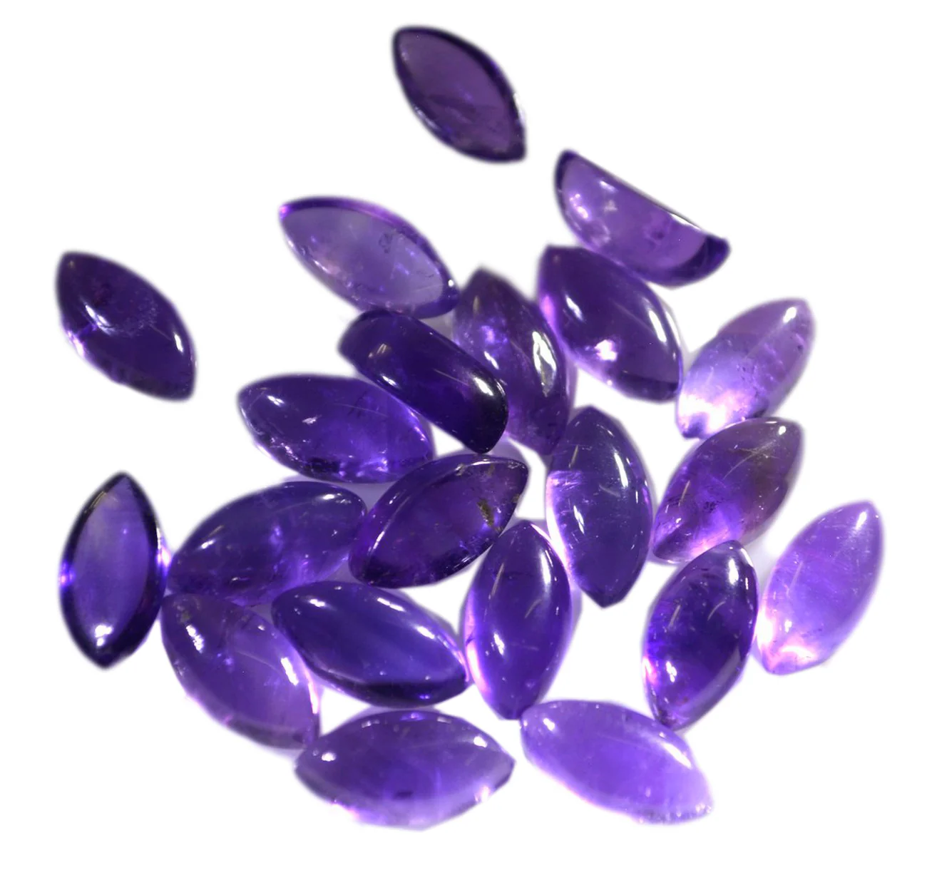 Amethyst 10PC Tiny 4x8 MM Marquise  Cabochon Purple Shine semi Precious Precious Gemstone - Image 3