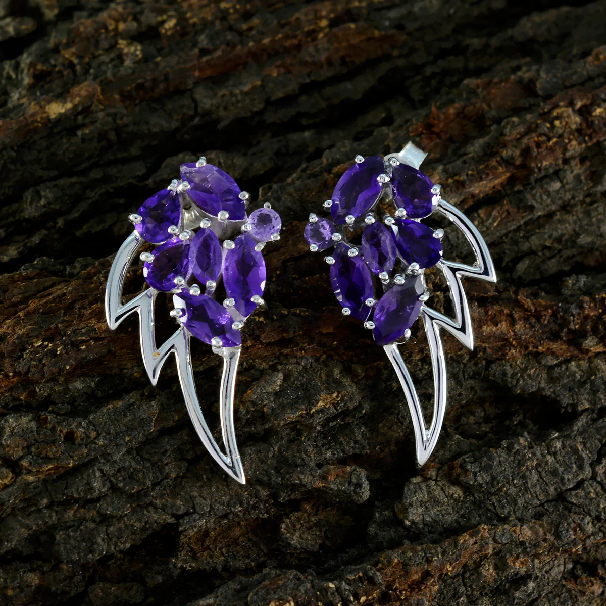 Amethyst African Abigail multiple Dangle Purple Silver Earring - Image 2