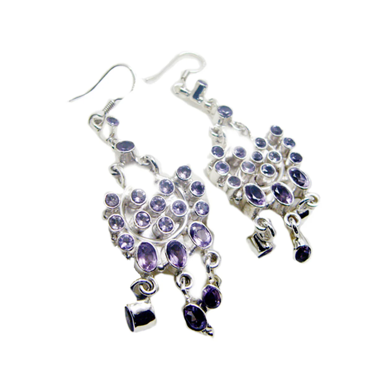 Amethyst African Alice multiple Dangle Purple 92.5 Silver Earring - Image 3
