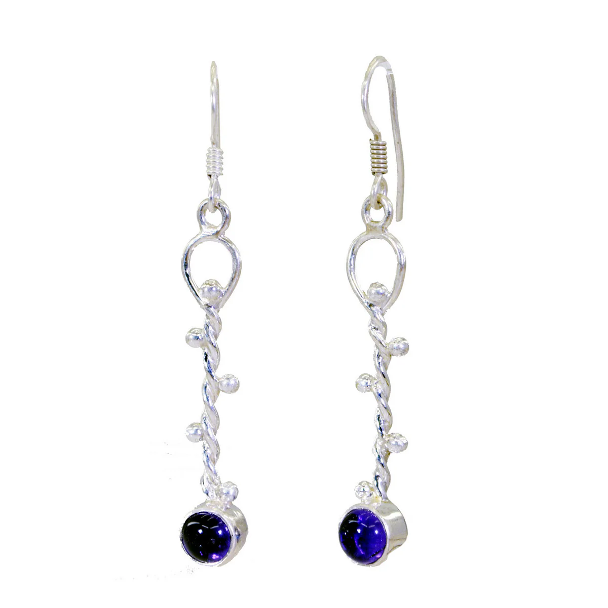 Amethyst African Sakura multiple Dangle Purple Silver Earring