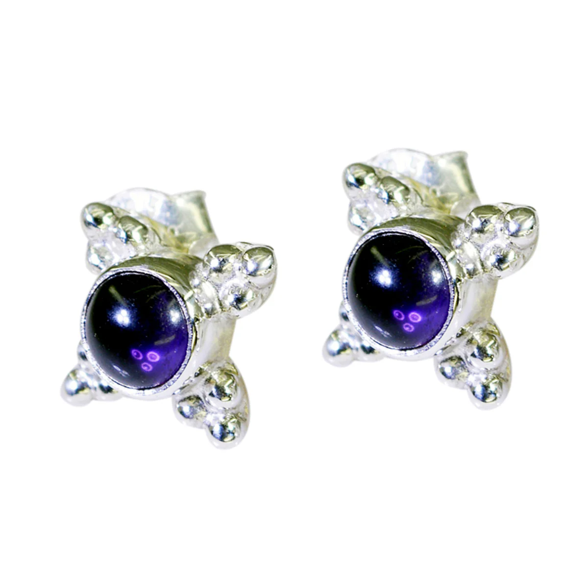 Amethyst American Carolina Solitaire Dangle Purple 925 Silver Earring