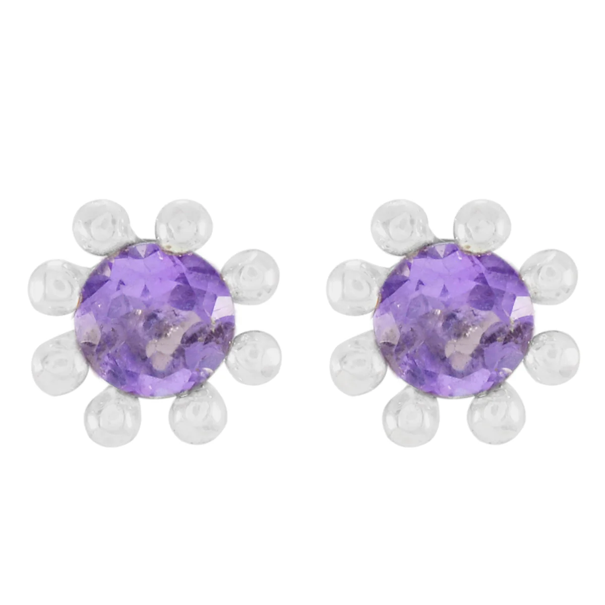 Amethyst American Li Lee Solitaire Stud Purple Sterling Silver Earring