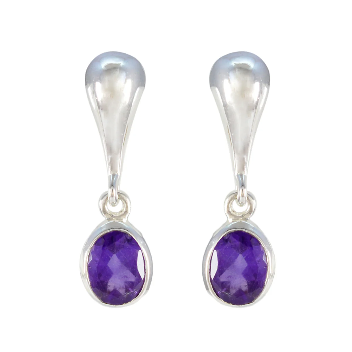Amethyst American Riley Solitaire Stud Purple 925 Silver Earring