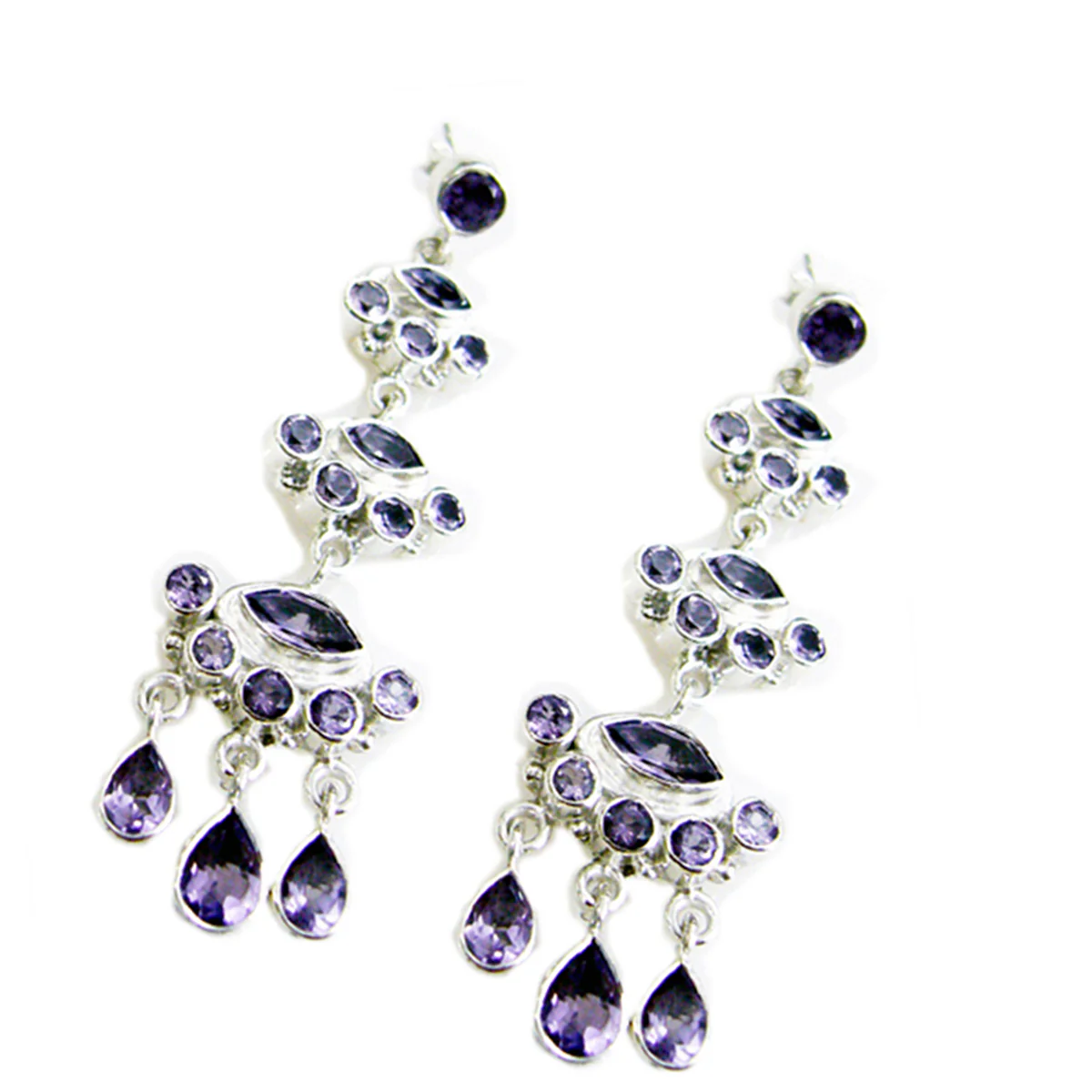 Amethyst Australian Aaliyah multiple Stud Purple 925 Silver Earring - Image 2