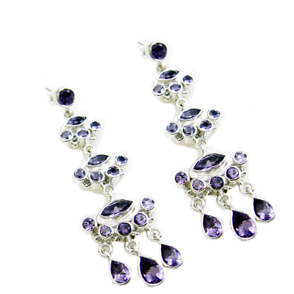 Amethyst Australian Aaliyah multiple Stud Purple 925 Silver Earring - Image 3