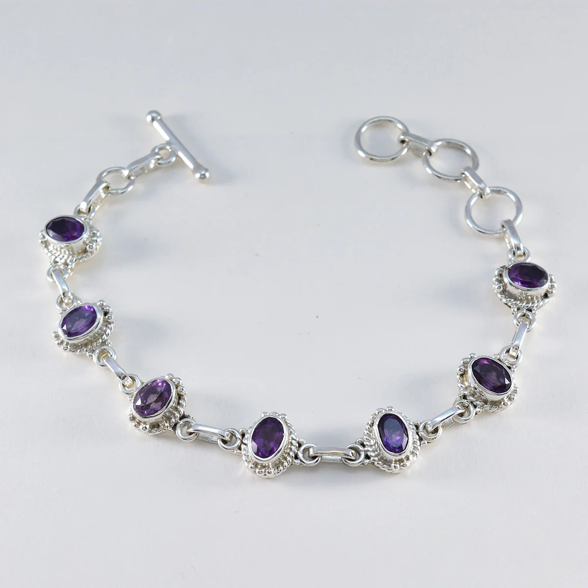 Amethyst Beginning of Winter Classic Purple Sterling Silver Links Bracelet - Image 2
