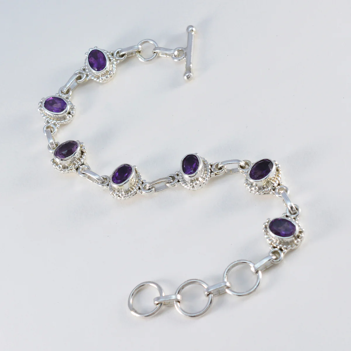 Amethyst Beginning of Winter Classic Purple Sterling Silver Links Bracelet - Image 3