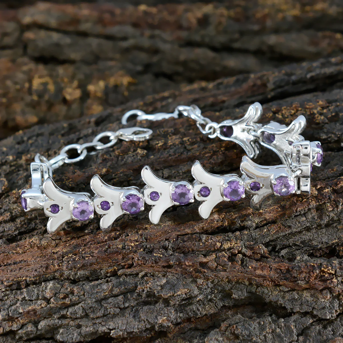 Amethyst Breast Cancer Awareness Month Eye-catching Purple 925 Silver Tennis Bracelet - Image 4