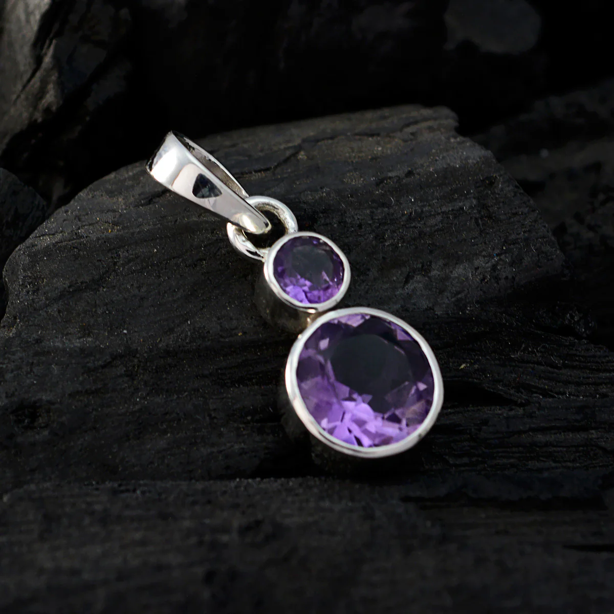 Amethyst Dainty Latin American Sterling Silver Toi et Moi Lily Bubble Purple Pendant Jewellery - Image 3