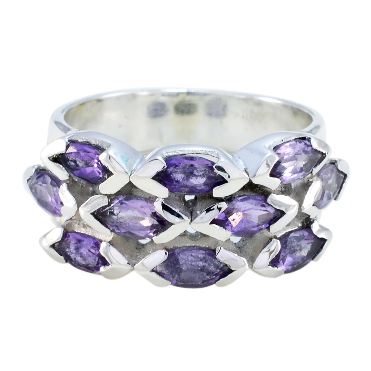 Amethyst deka Moroccan 925 Silver Purple Gems Eye-catching Trendy Ring Jewellery
