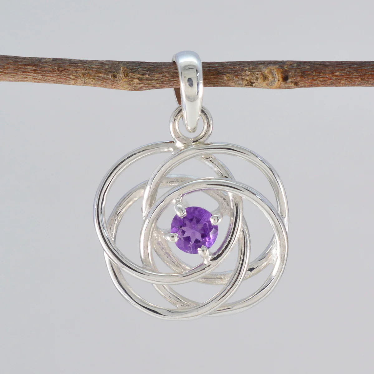 Amethyst Delicate German 925 Silver Solitaire Teresa Filigree Purple Pendant Jewelry - Image 2