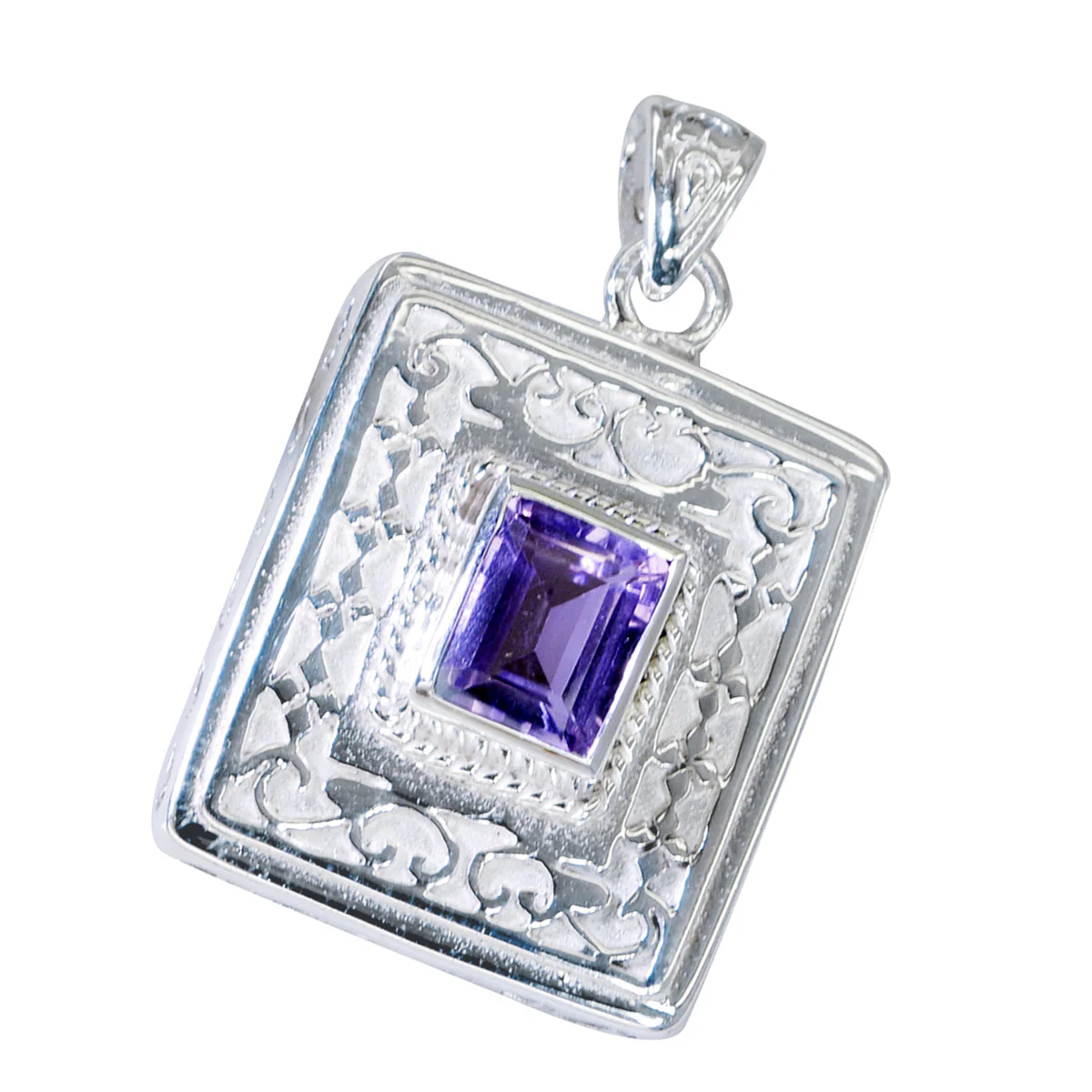 Amethyst Edgy German Sterling Silver Solitaire Katarina Victorian Purple Pendant Jewellery - Image 3