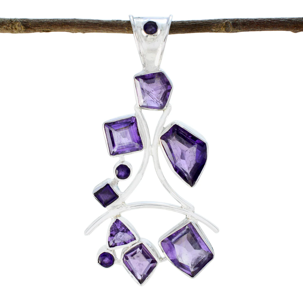 Amethyst Edgy Russian Sterling Silver multiple Tereza Luxurious Purple Pendant Jewellery