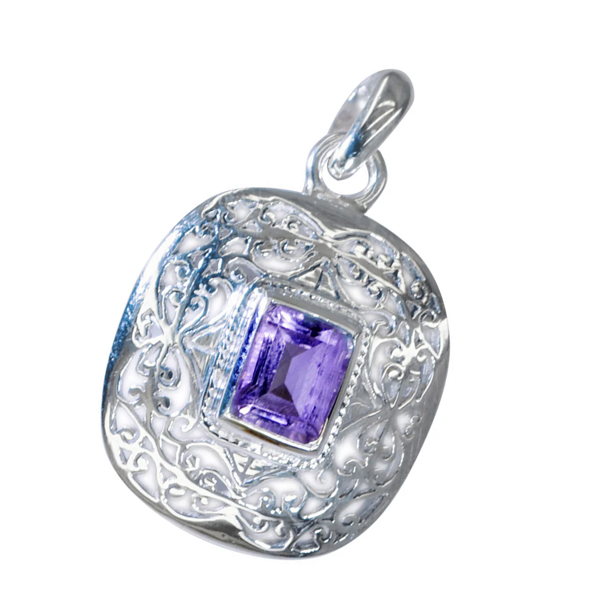 Amethyst Edgy Spanish 92.5 Silver Solitaire Camila antique Purple Pendant Jewellery - Image 3