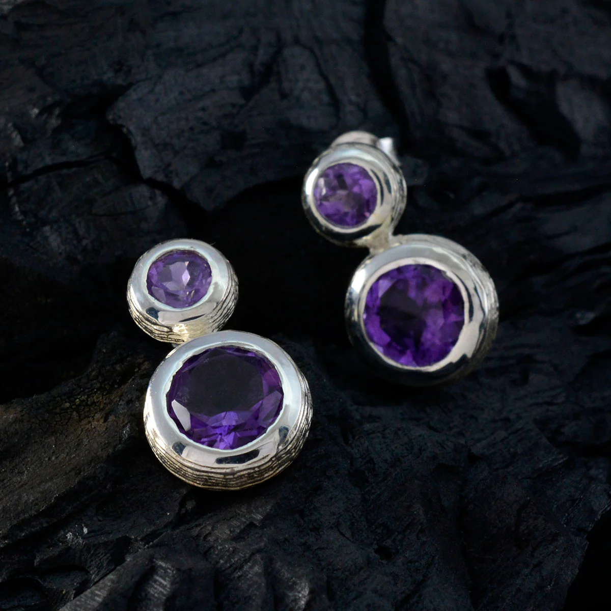 Amethyst Egyptian Clara Toi et Moi Stud Purple Sterling Silver Earring - Image 2