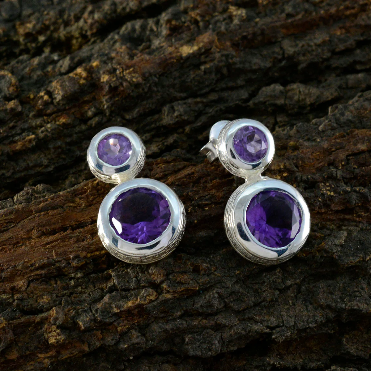 Amethyst Egyptian Clara Toi et Moi Stud Purple Sterling Silver Earring - Image 3