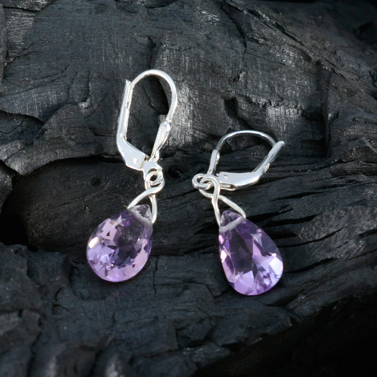 Amethyst Egyptian Eliza multiple Dangle Purple 925 Sterling Silver Earring - Image 2