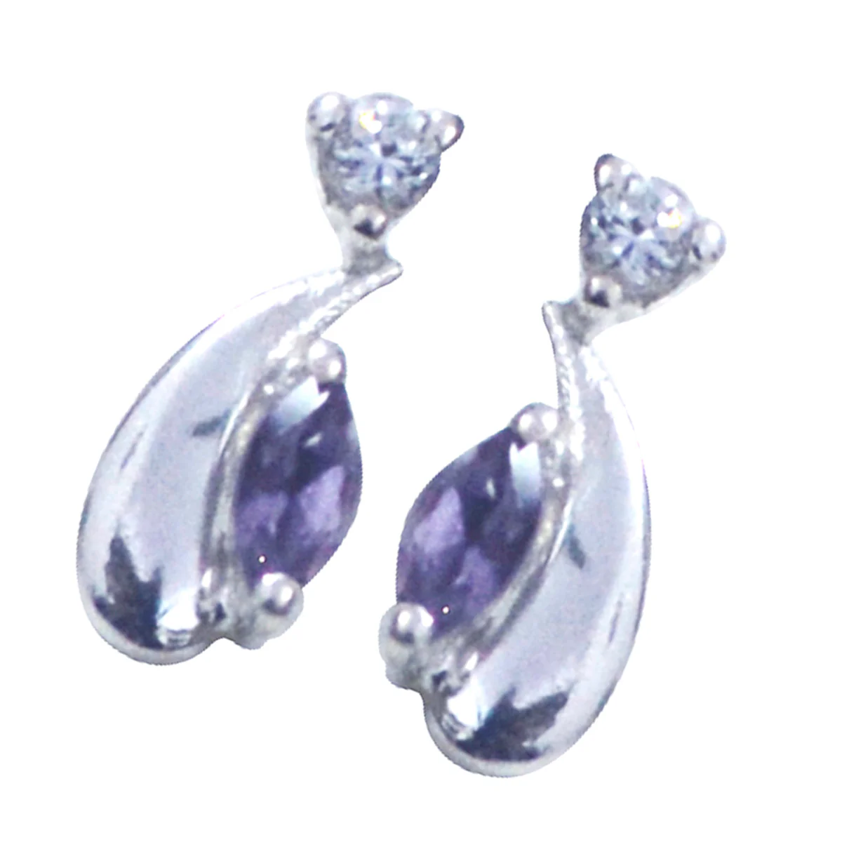 Amethyst Egyptian Julieta multiple Stud Purple Silver Earring - Image 2