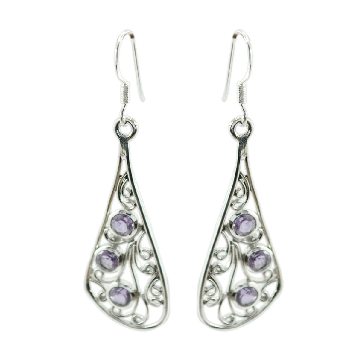 Amethyst Egyptian Noelia multiple Dangle Purple Sterling Silver Earring