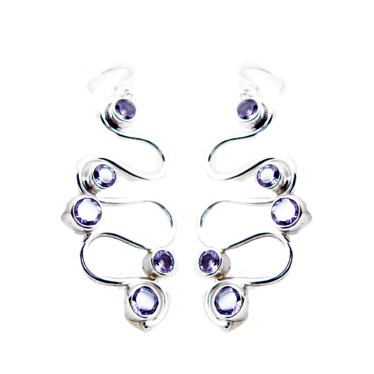 Amethyst Egyptian Rebeca multiple Dangle Purple Sterling Silver Earring
