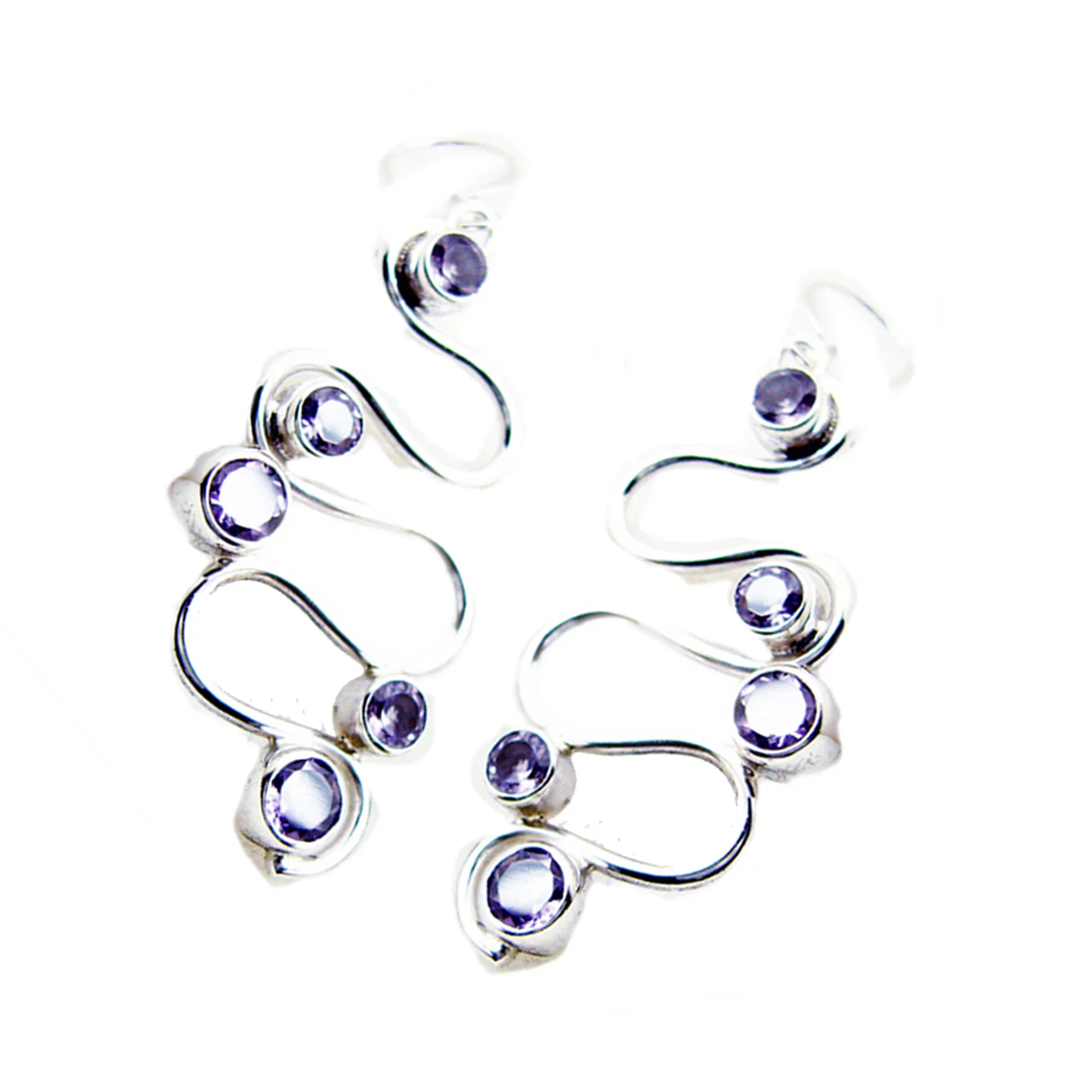 Amethyst Egyptian Rebeca multiple Dangle Purple Sterling Silver Earring - Image 2
