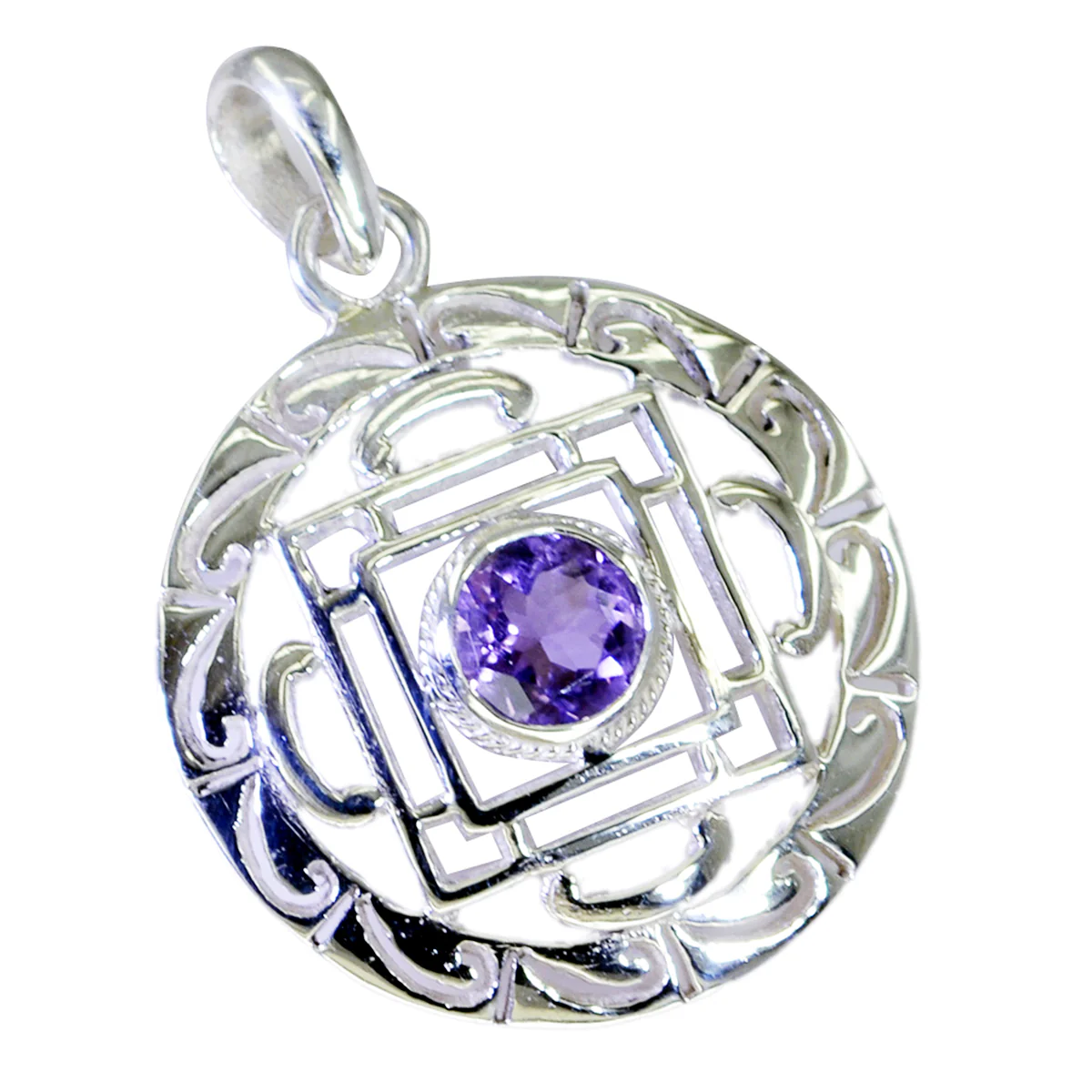Amethyst Essential Spanish Silver Solitaire Isadora Geometric Purple Pendant Jewelry - Image 3