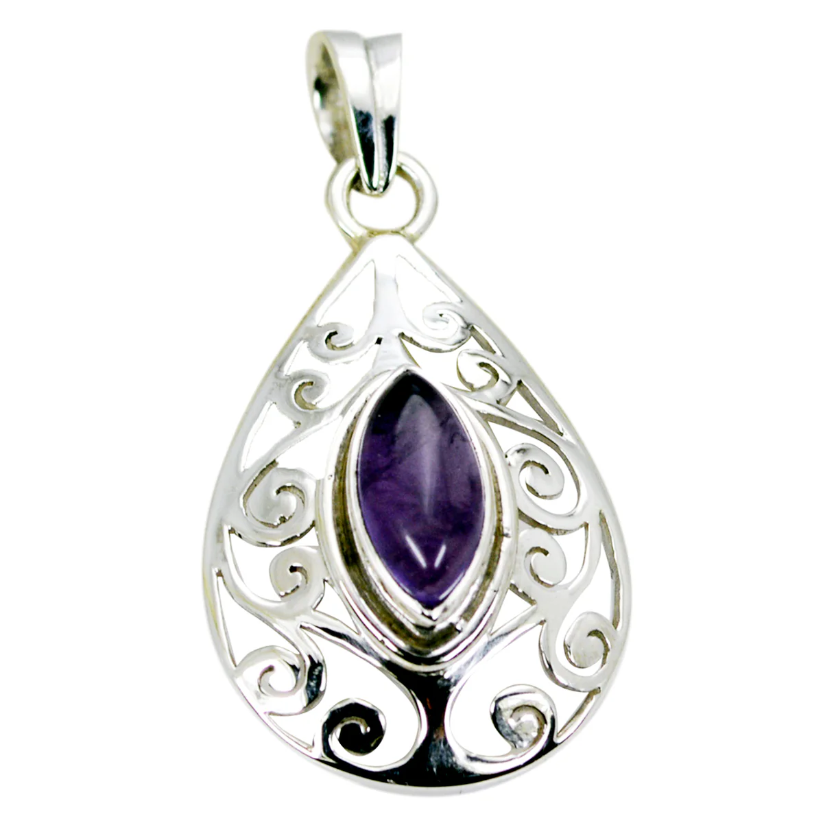 Amethyst Featherlight Spanish 92.5 Silver Solitaire Ivy Art-Deco Purple Pendant Jewellery