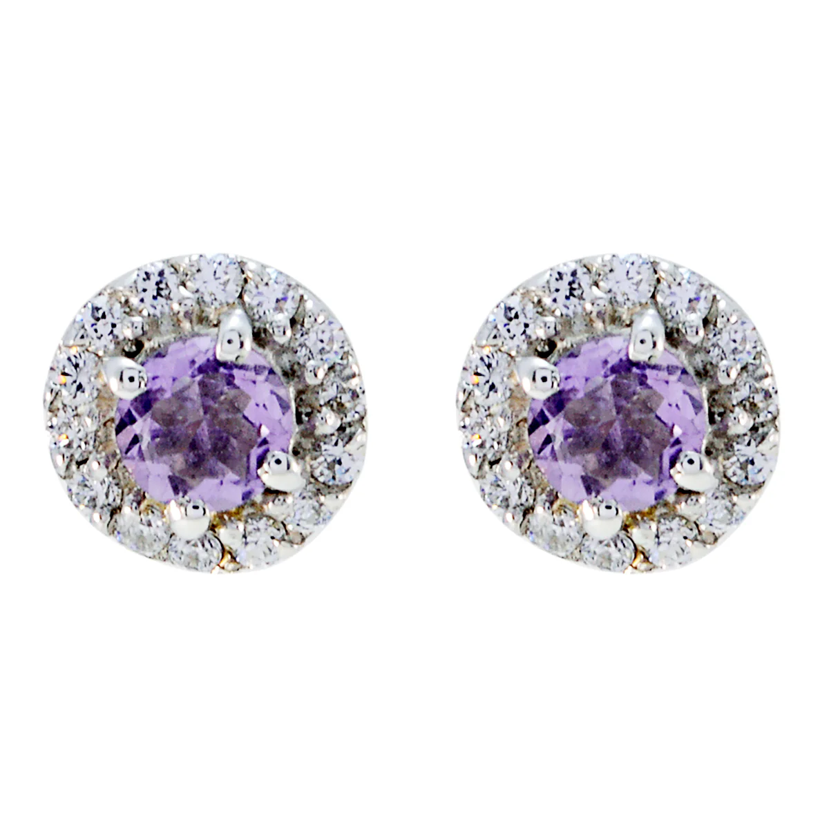 Amethyst French Isabella multiple Stud Purple Sterling Silver Earring
