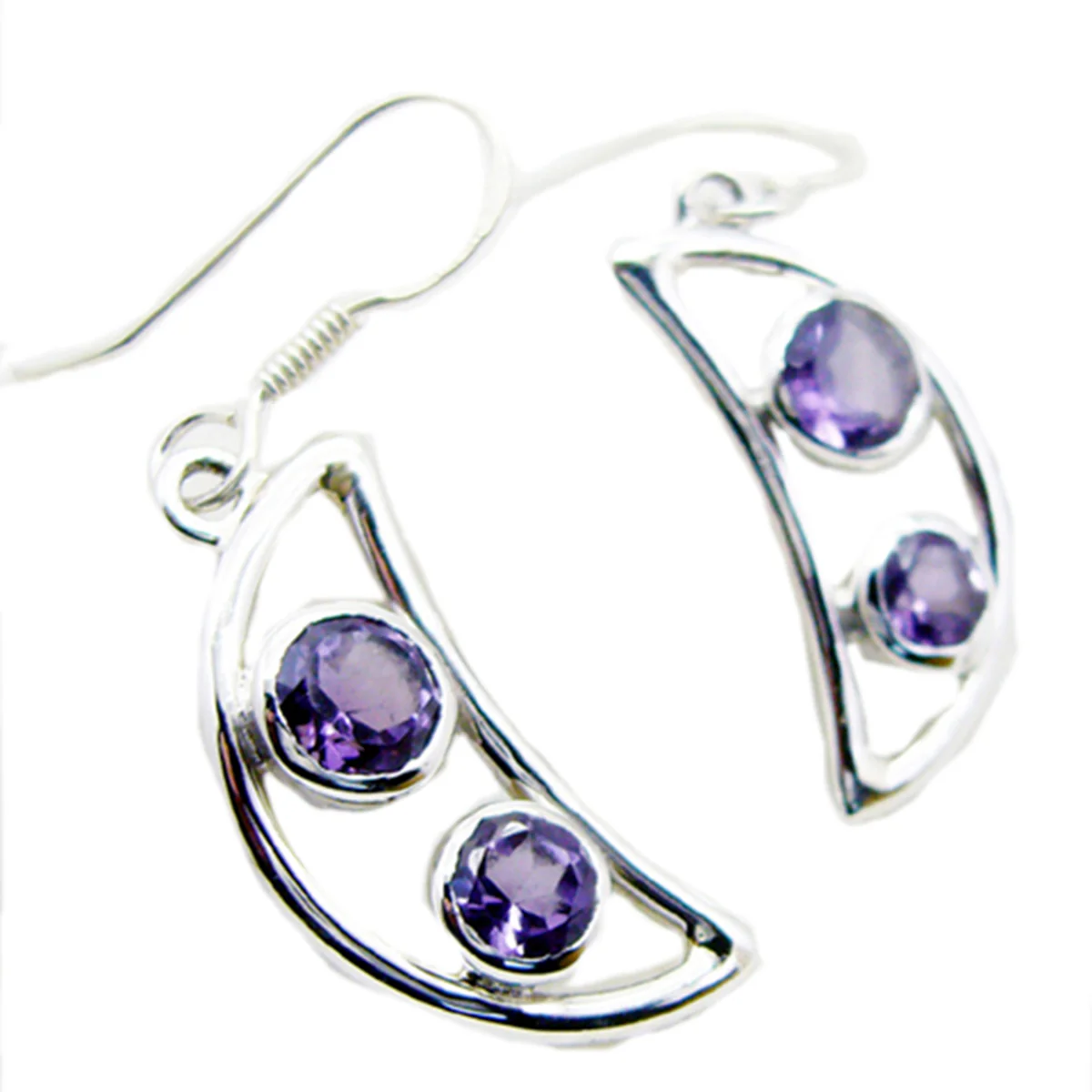 Amethyst French Nayara multiple Dangle Purple Silver Earring