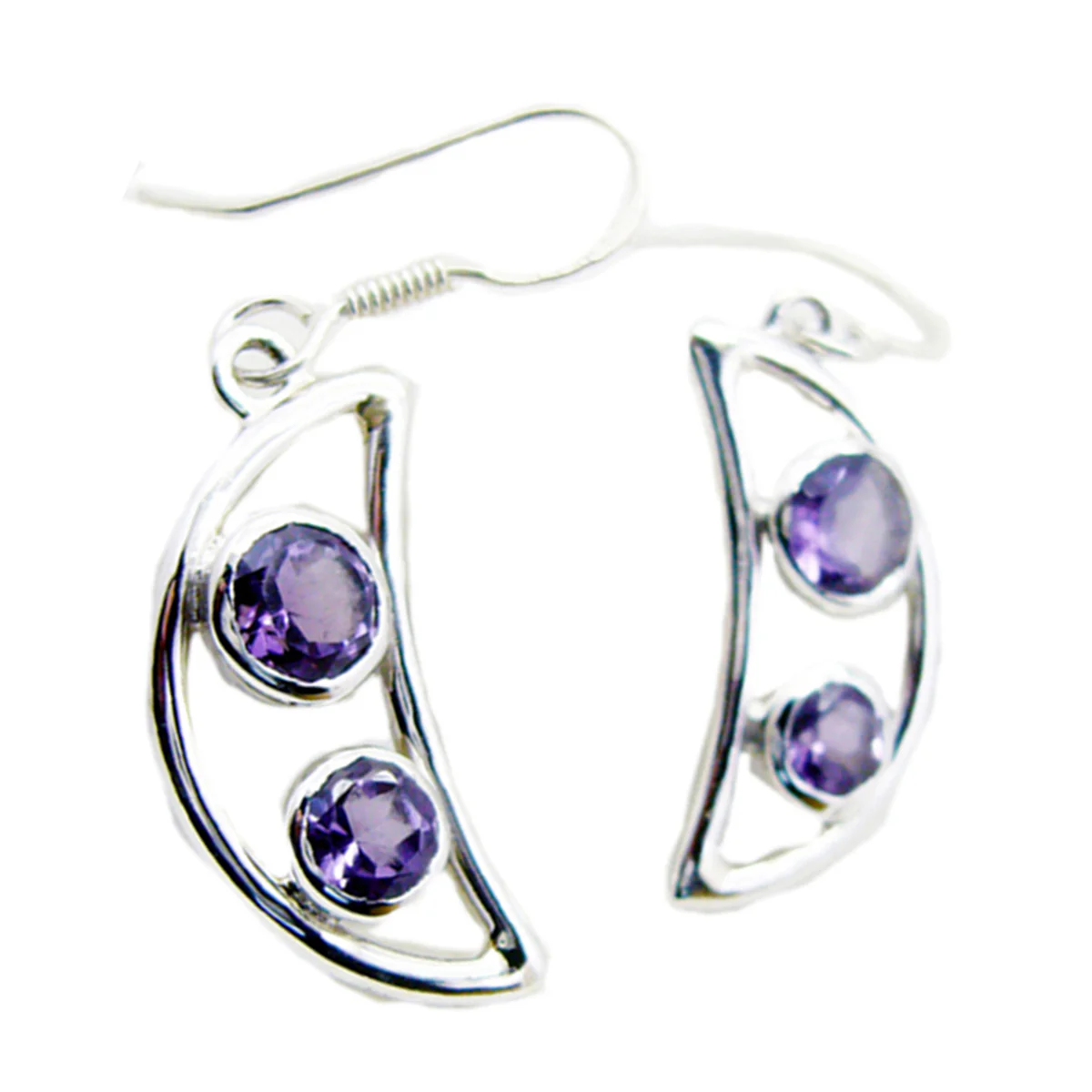 Amethyst French Nayara multiple Dangle Purple Silver Earring - Image 2