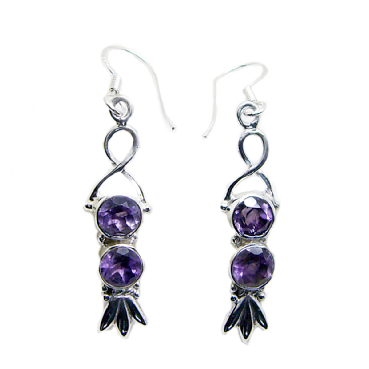 Amethyst German Aisha multiple Dangle Purple 925 Silver Earring