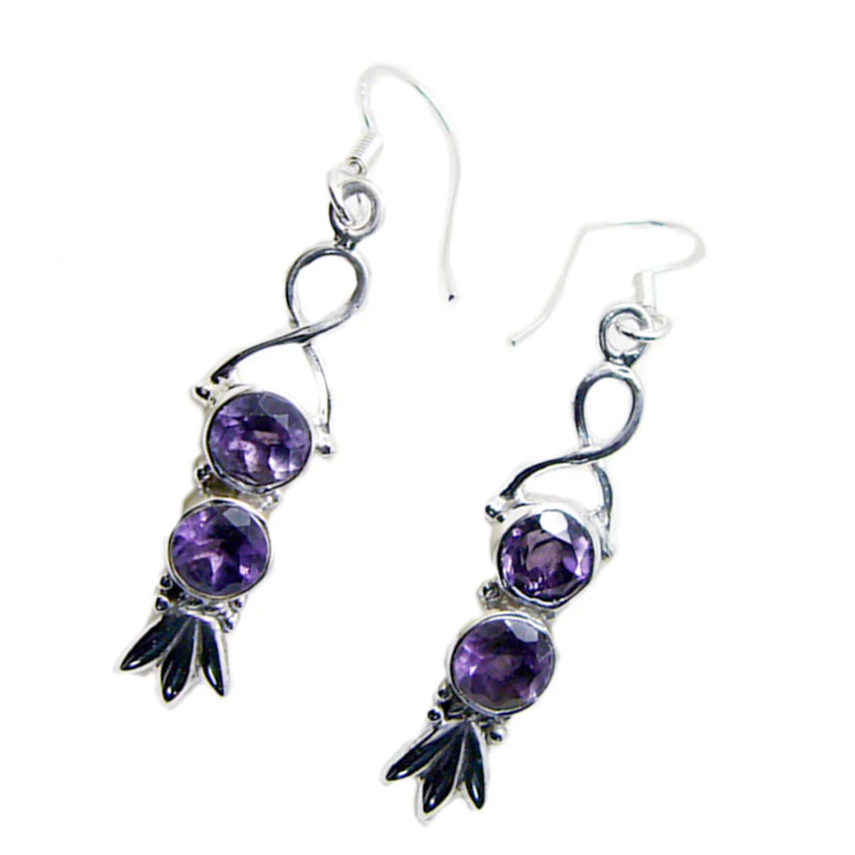 Amethyst German Aisha multiple Dangle Purple 925 Silver Earring - Image 2