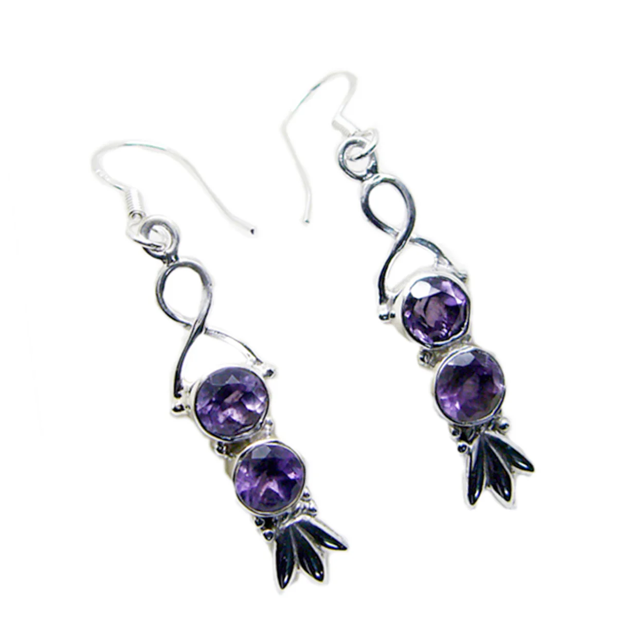 Amethyst German Aisha multiple Dangle Purple 925 Silver Earring - Image 3