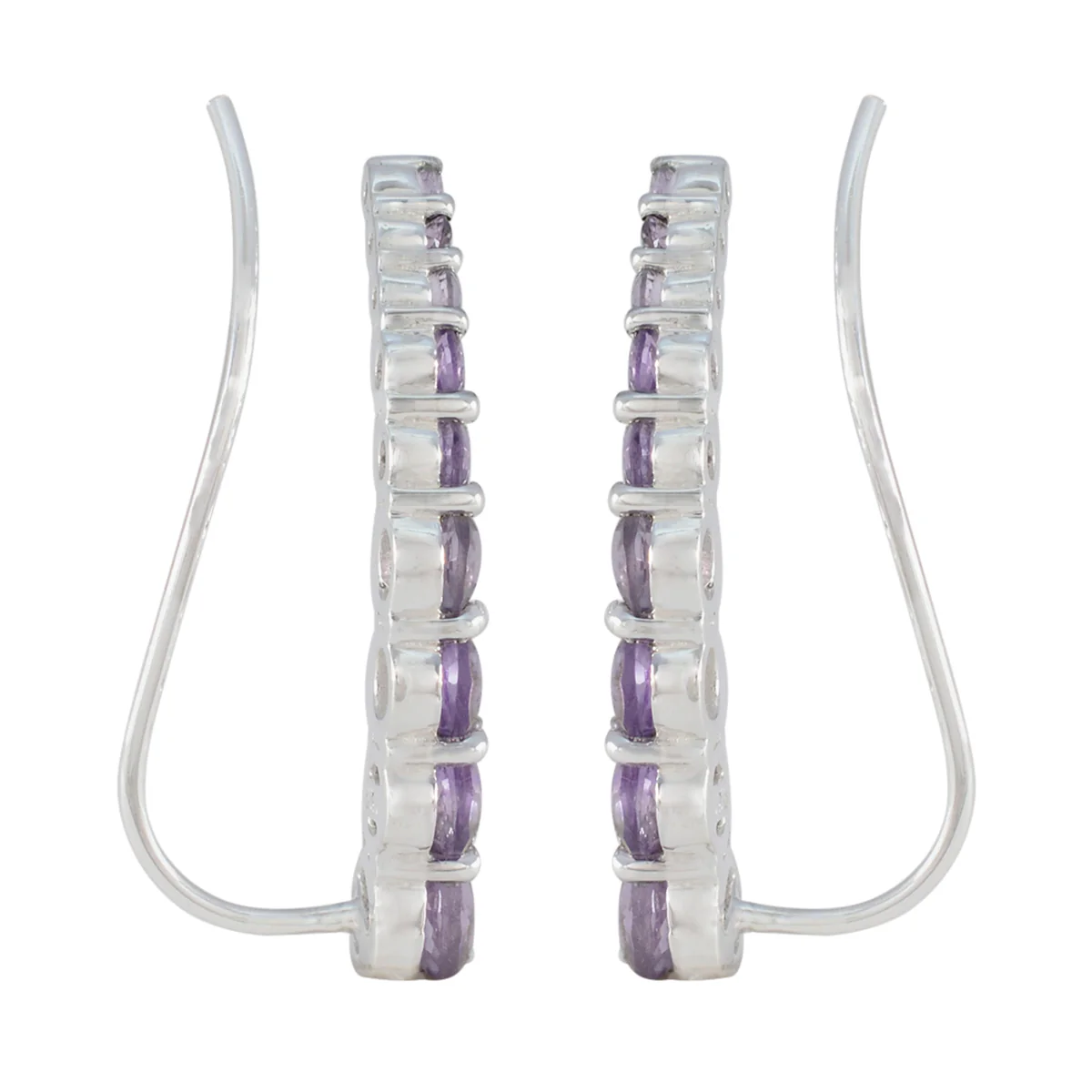 Amethyst German Ying multiple EarCuff Purple 925 Silver Earring - Image 2