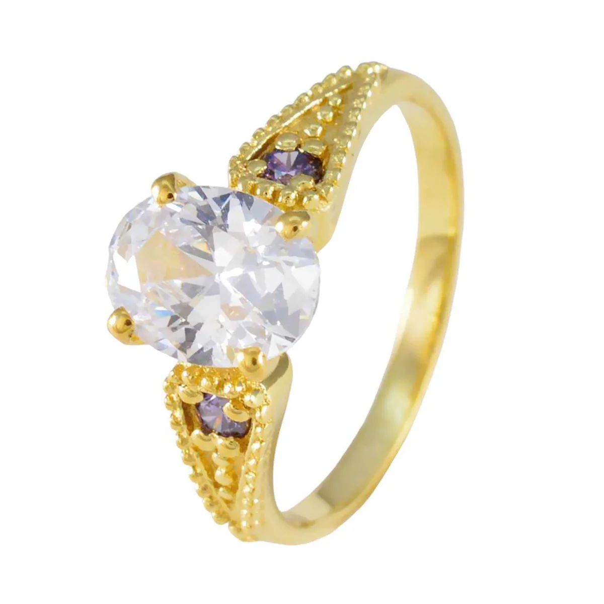 Amethyst Halo American 925 Silver Purple Gemstones Delicate Glamorous Ring Jewellery - Image 2