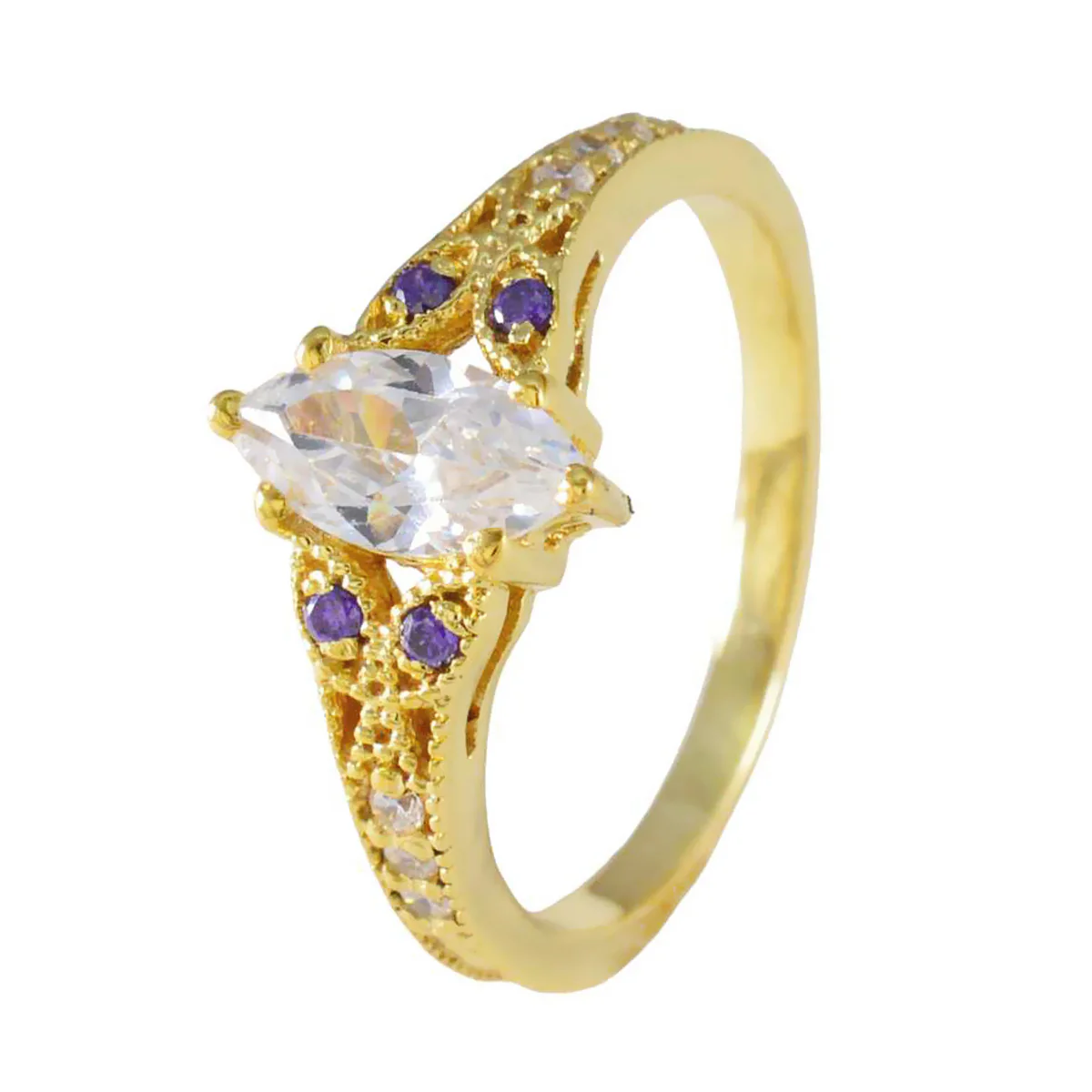 Amethyst Halo American Silver Purple Gemstone Delicate Fairytale Ring Jewellery - Image 2