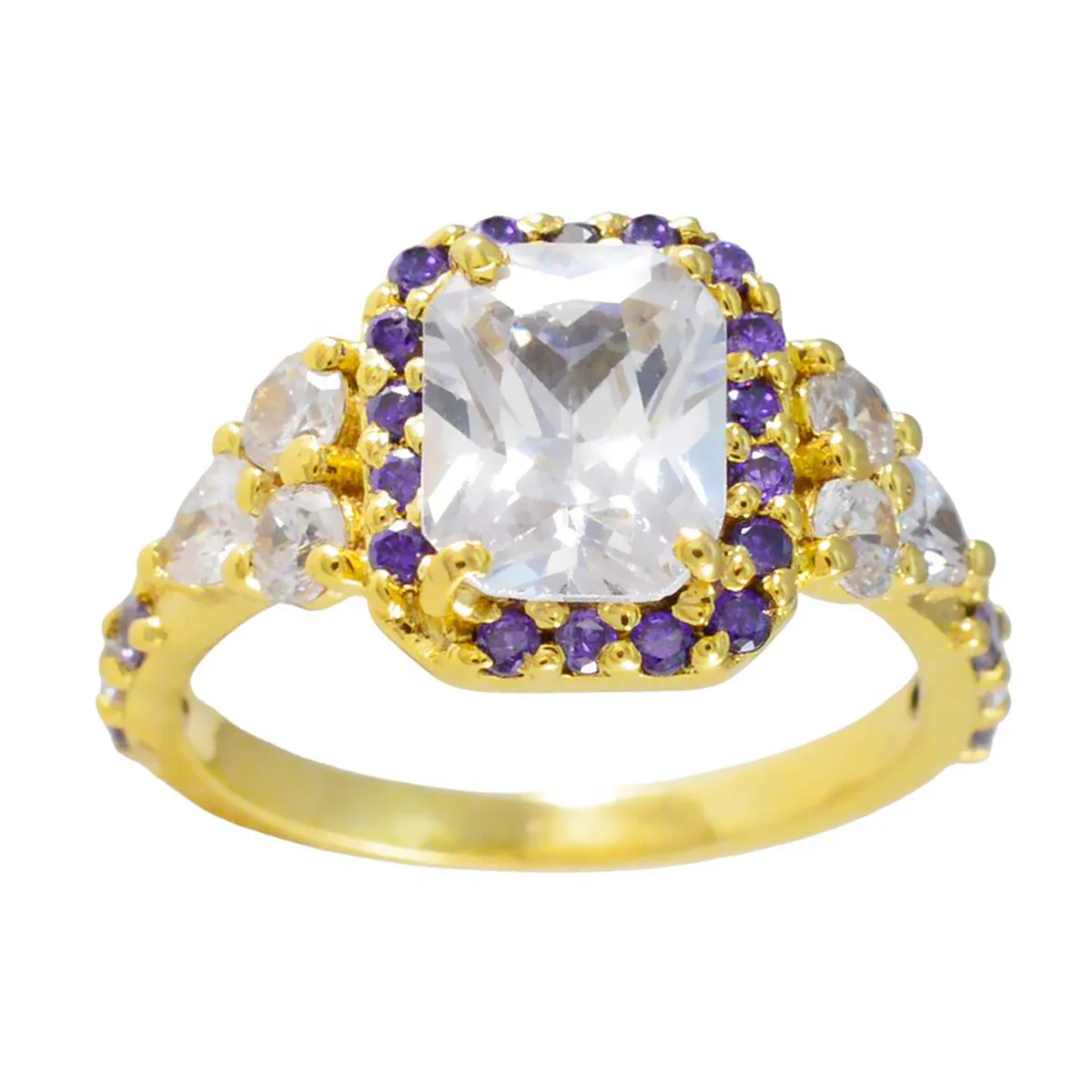 Amethyst Halo American Sterling Silver Purple Gemstones Slim valentine Ring Jewellery - Image 3