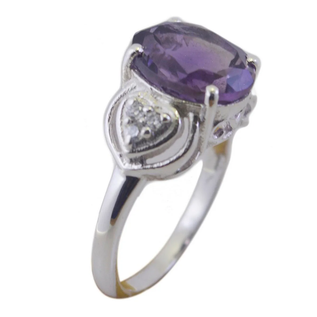 Amethyst Halo French 925 Silver Purple Gems Tiny Romantic Ring Jewelry - Image 2