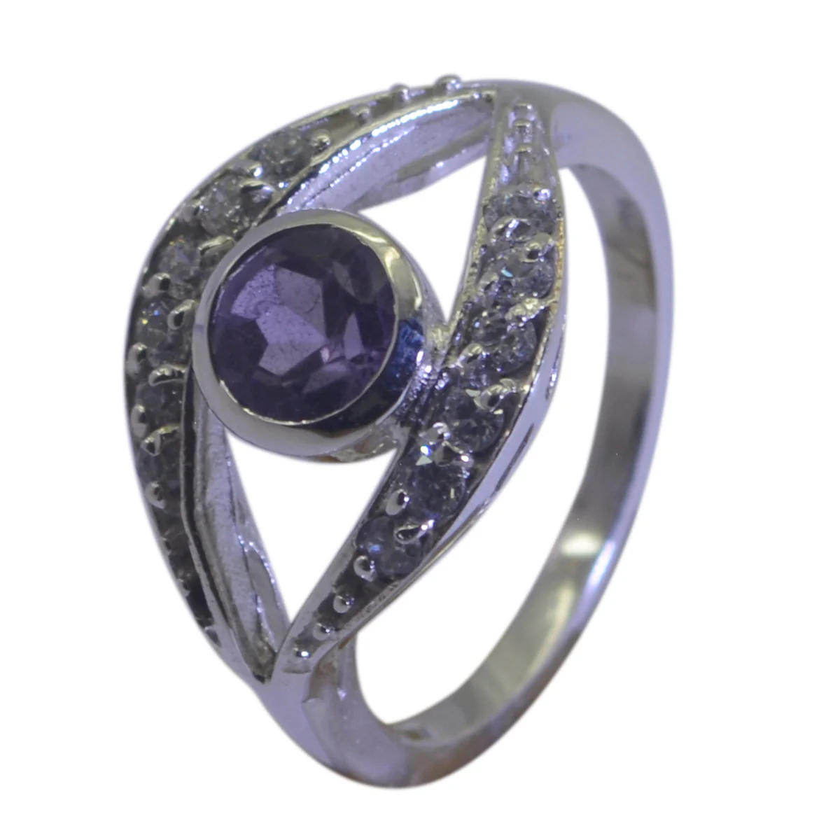 Amethyst Halo Japanese 92.5 Silver Purple Gemstone Whisper-thin Fairytale Ring Jewelry - Image 2