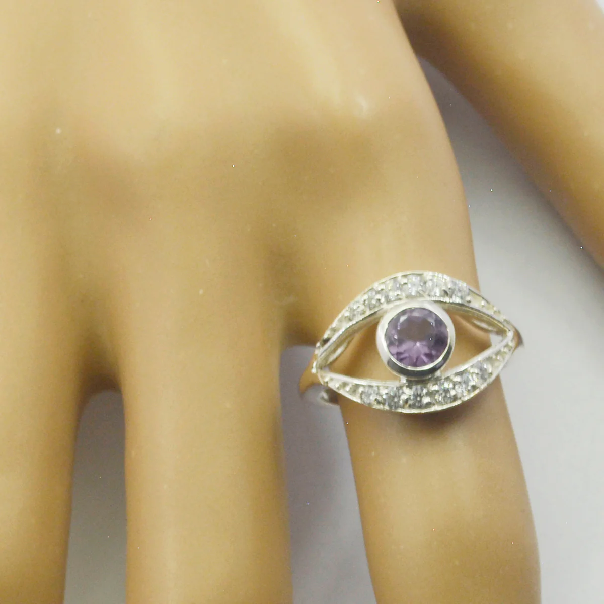 Amethyst Halo Japanese 92.5 Silver Purple Gemstone Whisper-thin Fairytale Ring Jewelry - Image 3