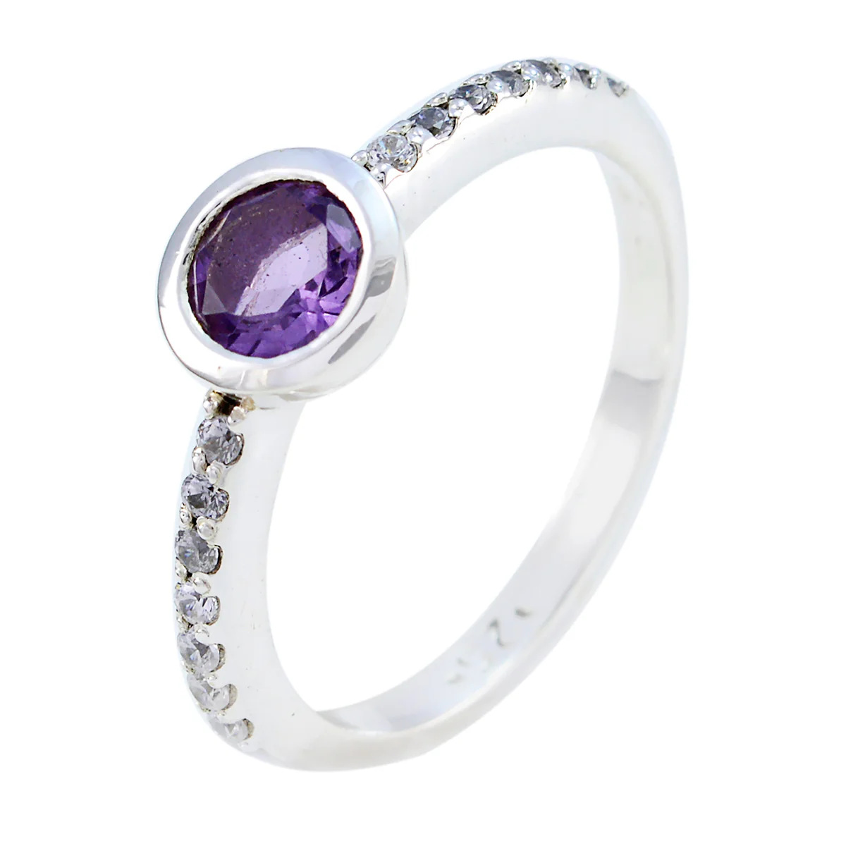 Amethyst Halo Korean 925 Silver Purple Gems Dainty Glamorous Ring Jewelry - Image 2