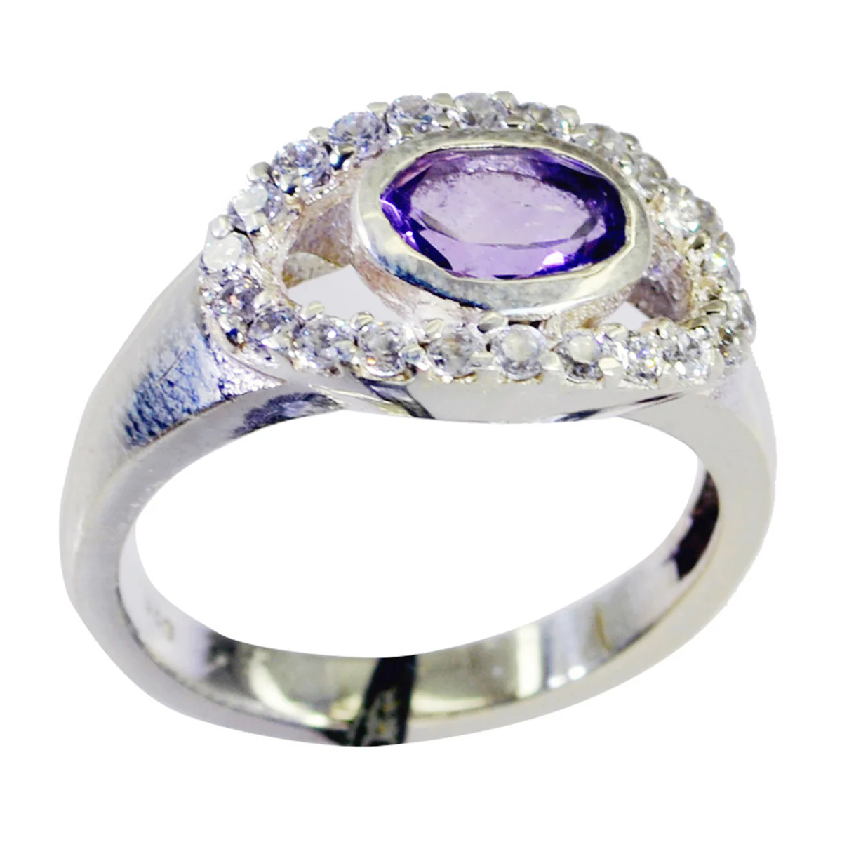 Amethyst Halo Korean 925 Sterling Silver Purple Gemstone Whisper-thin Feminine Ring Jewellery - Image 3