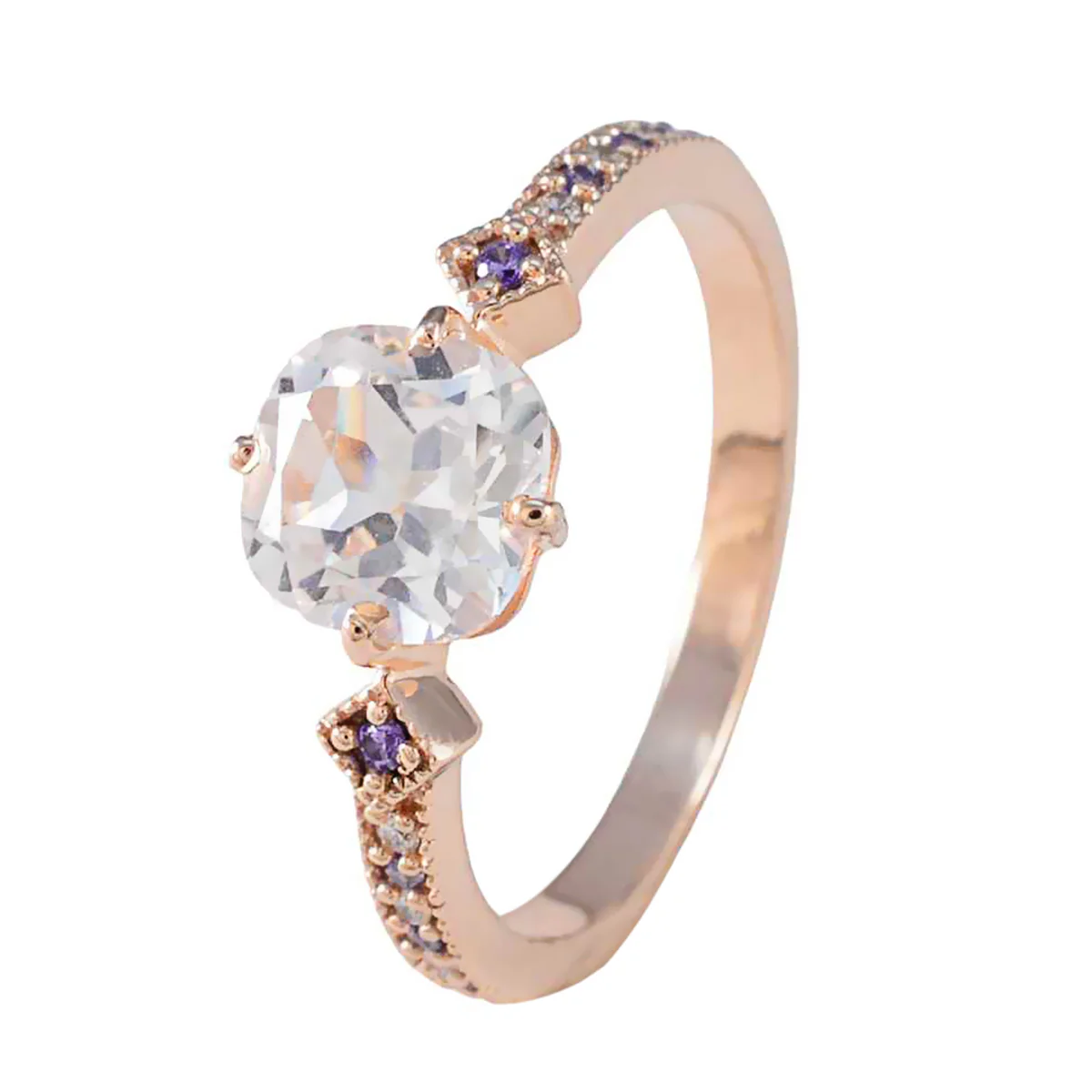 Amethyst Halo Latin American 925 Silver Purple Gemstones Delicate Graceful Ring Jewellery - Image 2