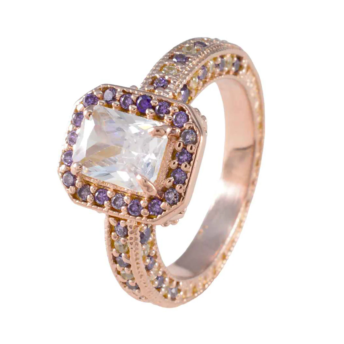 Amethyst Halo Latin American Sterling Silver Purple Gemstones Versatile valentine Ring Jewellery - Image 2