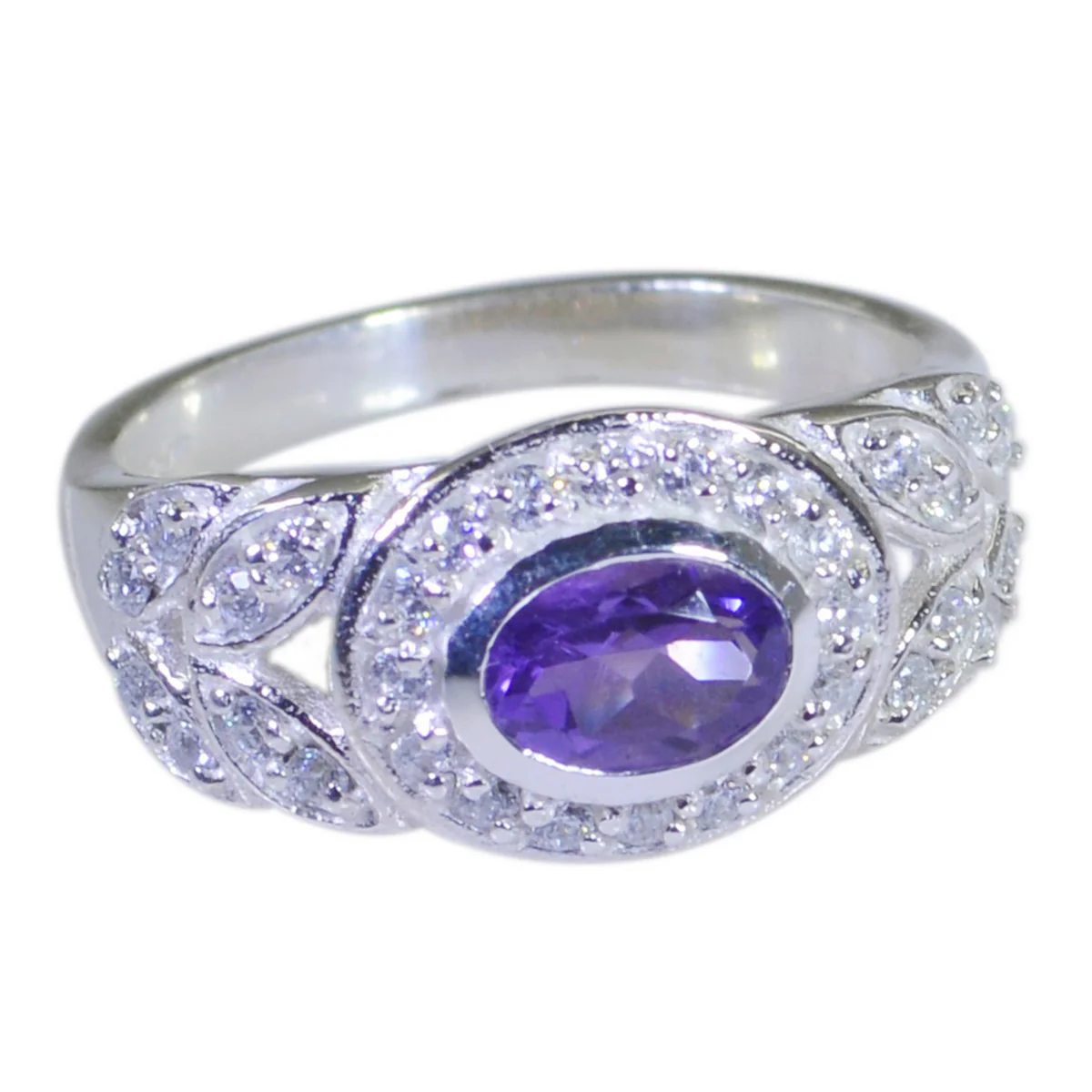 Amethyst Halo Russian Sterling Silver Purple Gems Minimal Fairytale Ring Jewelry - Image 2