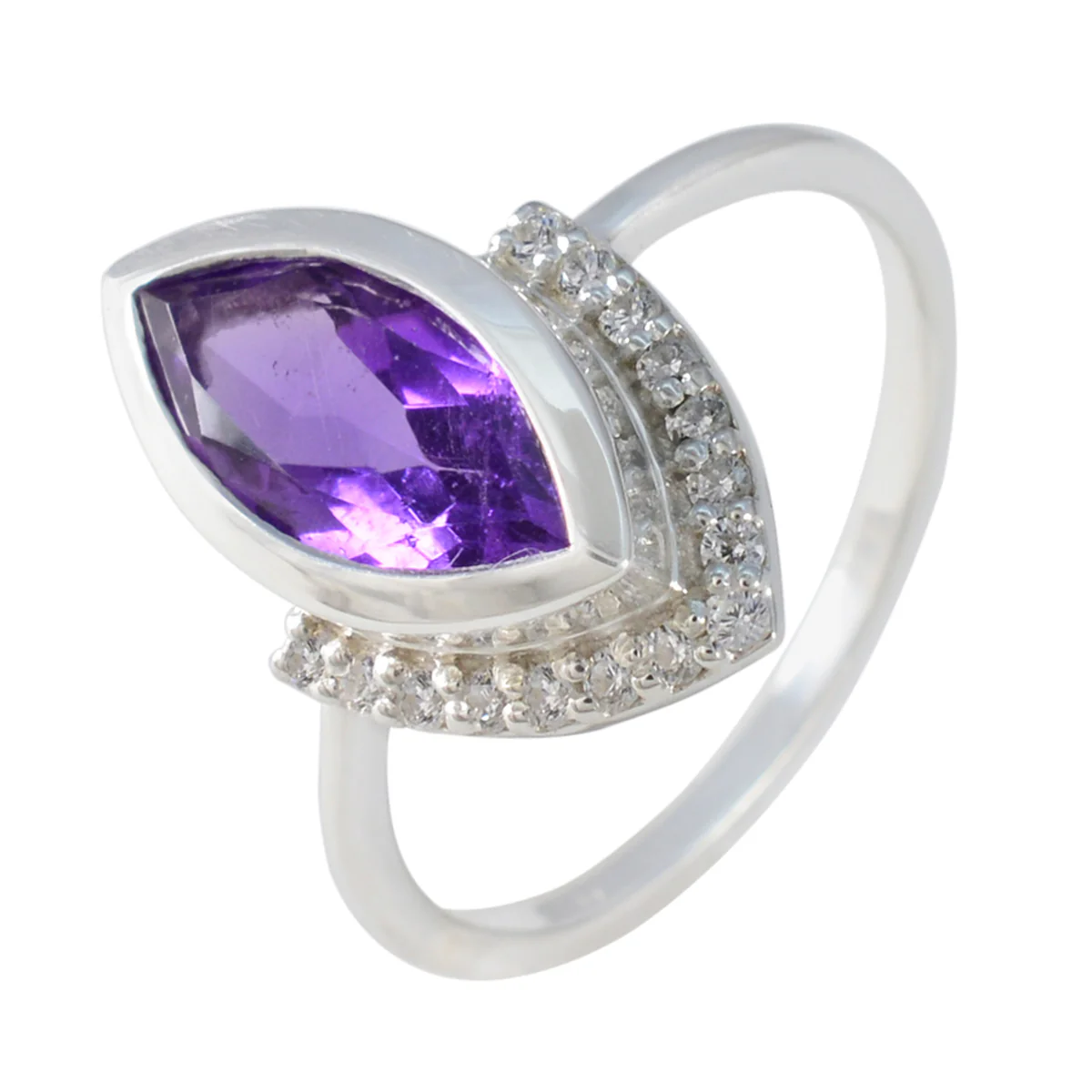 Amethyst Halo Turkish 92.5 Silver Purple Gemstones Whisper-thin Fairytale Ring Jewelry - Image 2