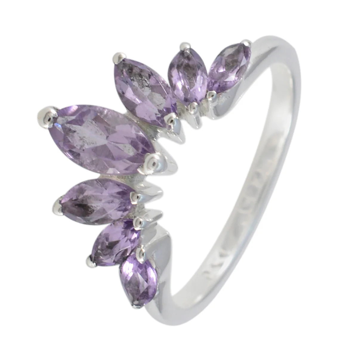 Amethyst Hepta Turkish 925 Silver Purple Gemstones Dainty crown Ring Jewellery - Image 3