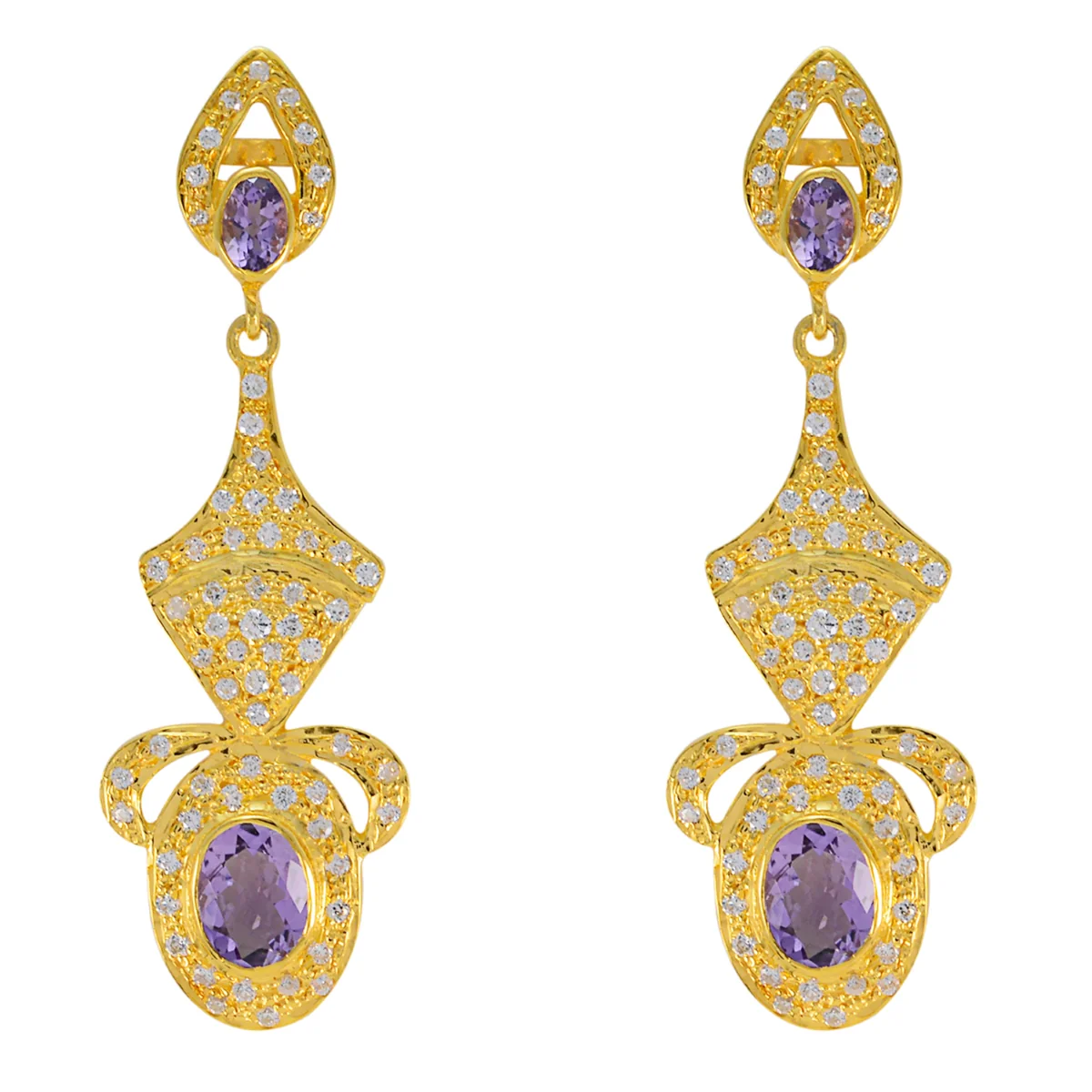 Amethyst Indian Kristine multiple Stud Purple 92.5 Silver Earring