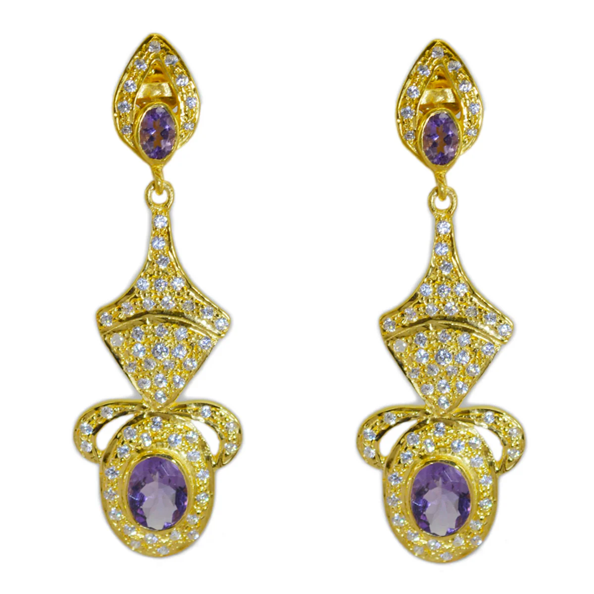 Amethyst Indian Kristine multiple Stud Purple 92.5 Silver Earring - Image 2